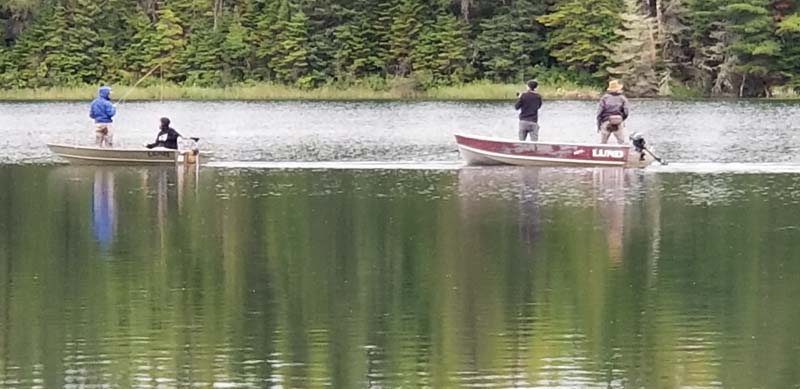 Two fishing boats on Elk Lake.